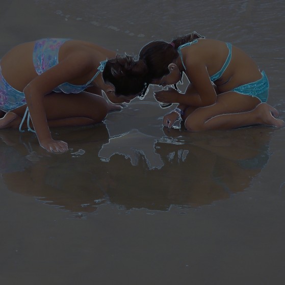 Bahamas,Reflections of girls on the beach no.1